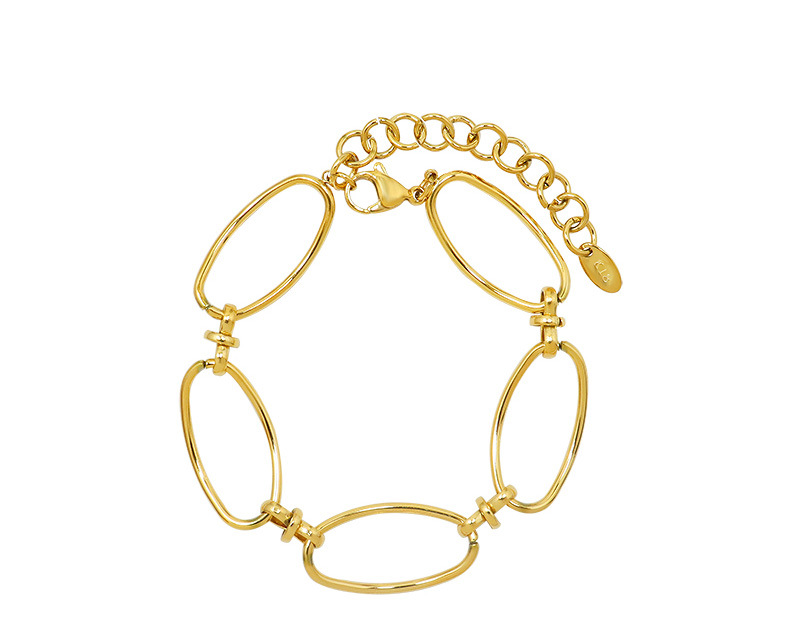 retro stitching chain necklace titanium steel 18k gold bracelet earringspicture1