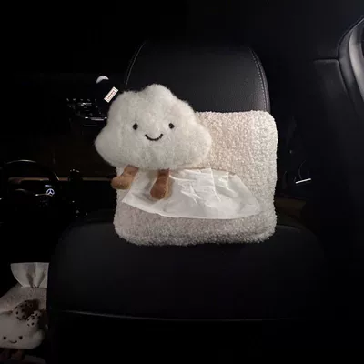 Car tissue box/set | Car Interior Bag, Creative - seat-style-black-hat-letter-cloud-plush-tissue-box