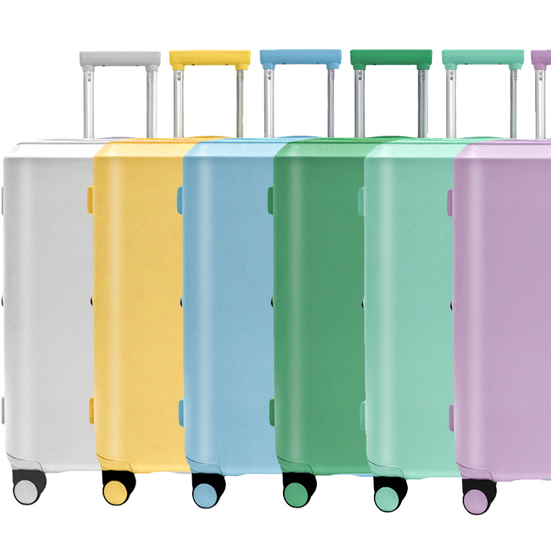 Bộ vali lồng nhau 3 size 20-24-28 inch thiết kế tối giản, nhẹ, bánh xe xoay 360 độ — màu xanh nhạt, màu đen, màu tím nhạt, màu xanh lá cây chi tiết 9