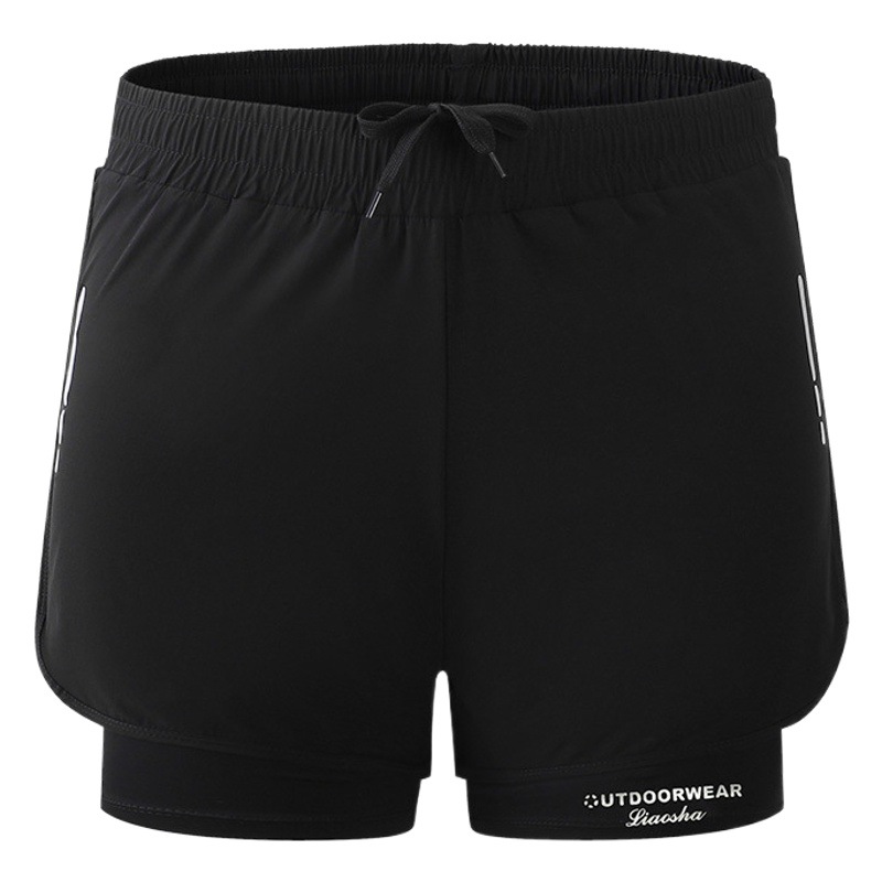 Cross-border Explosive Swimming Trunks Sports Trunks Double-layer Men's Running Sports Fitness Anti-embarrassment Loose Beach Trunks Swimming Trunks