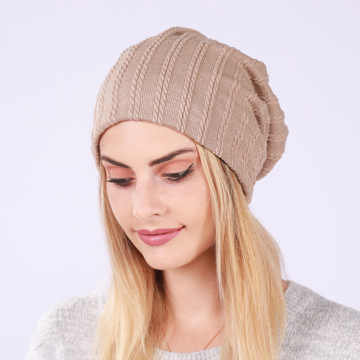 Pullover modello lino da donna nuovo uomo primavera e autunno sottile doppio strato copricapo panno di cotone tinta unita cappello in pile_voghion.com