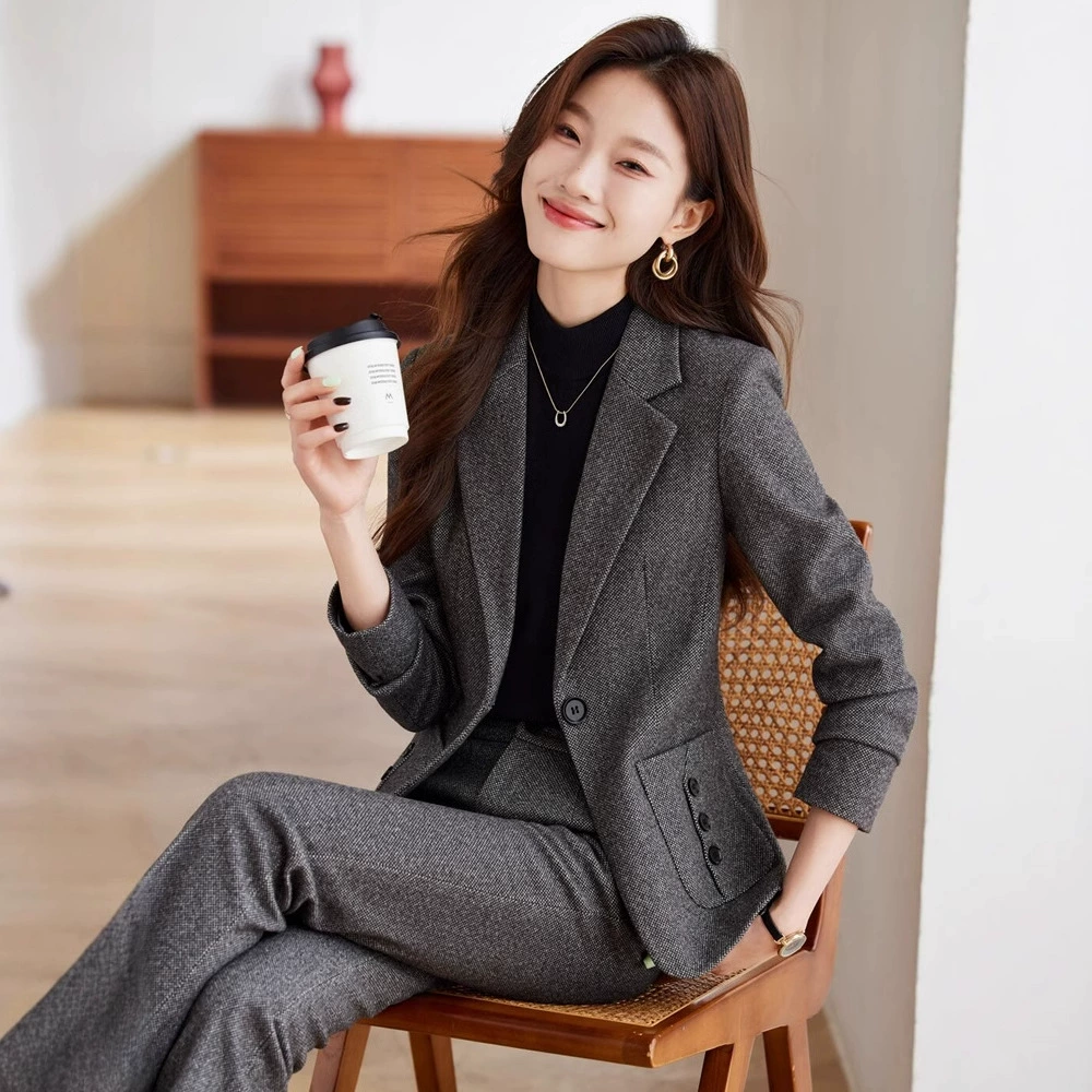 Женский шерстяной пиджак для трансграничной торговли, новая осенне-зимняя утолщенная модель, высококачественный деловой костюм для работы в отеле