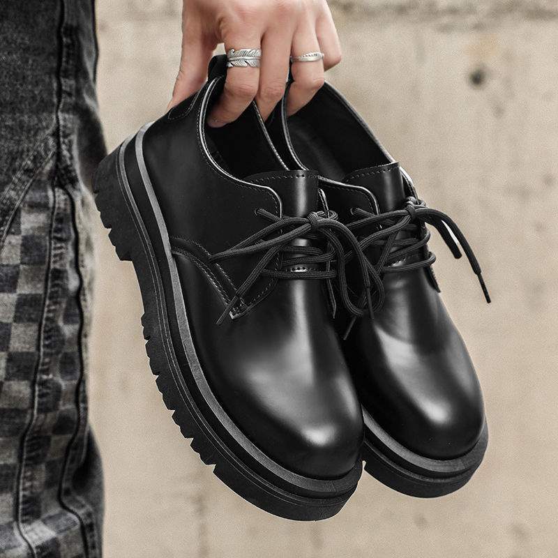 ShoeVault 2025 - Nouveau derby à semelle épaisse avec bout renforcé, style business, tendance, antidérapant, résistant à l'usure, cuir décontracté_voghion.com