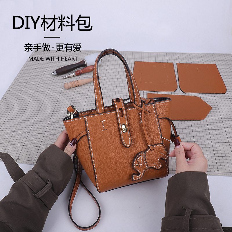New Woven Bag Stylish Fashionable Handmade DIY Material Bag Trendy Creative Homemade Elephant Bag Large Capacity Shoulder Bag