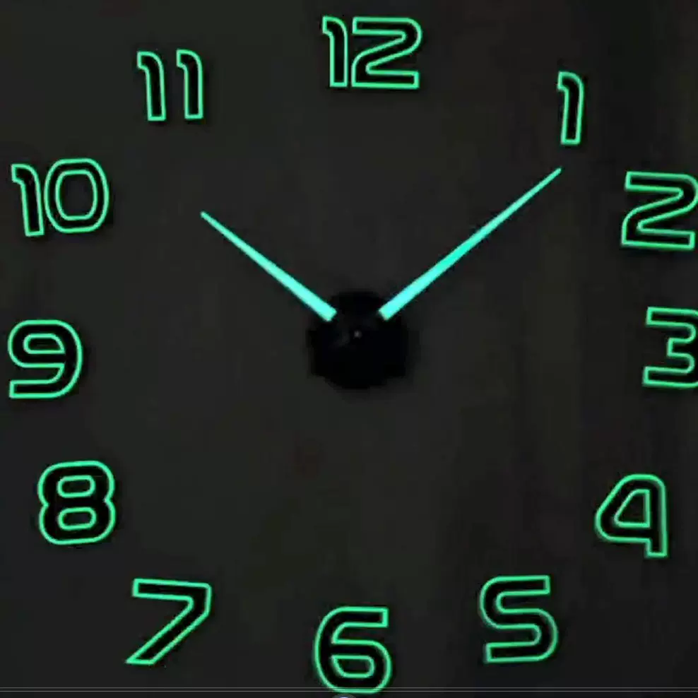 47Inch luminous夜光大尺寸粘贴挂钟golw墙贴表装饰3D wall clock