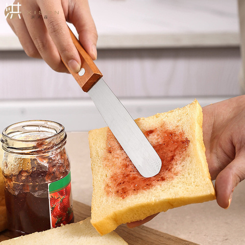 Wood-handled cake spatula, straight/curved body cream kiss knife, stainless steel cake knife, scraping knife, decorating knife, 4-inch to 12-inch