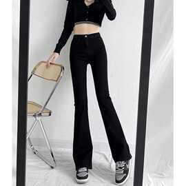 美式微喇牛仔裤女2025年新款高腰小个子chic港味裤子秋季拖地长裤