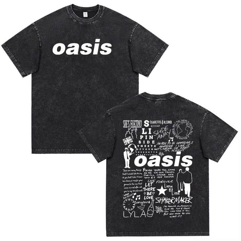 Oasis Band Rock Band Retro T-Shirt Cotton Unisex Casual Short-Sleeve Hip-Hop T-Shirt Unisex Fashion Original