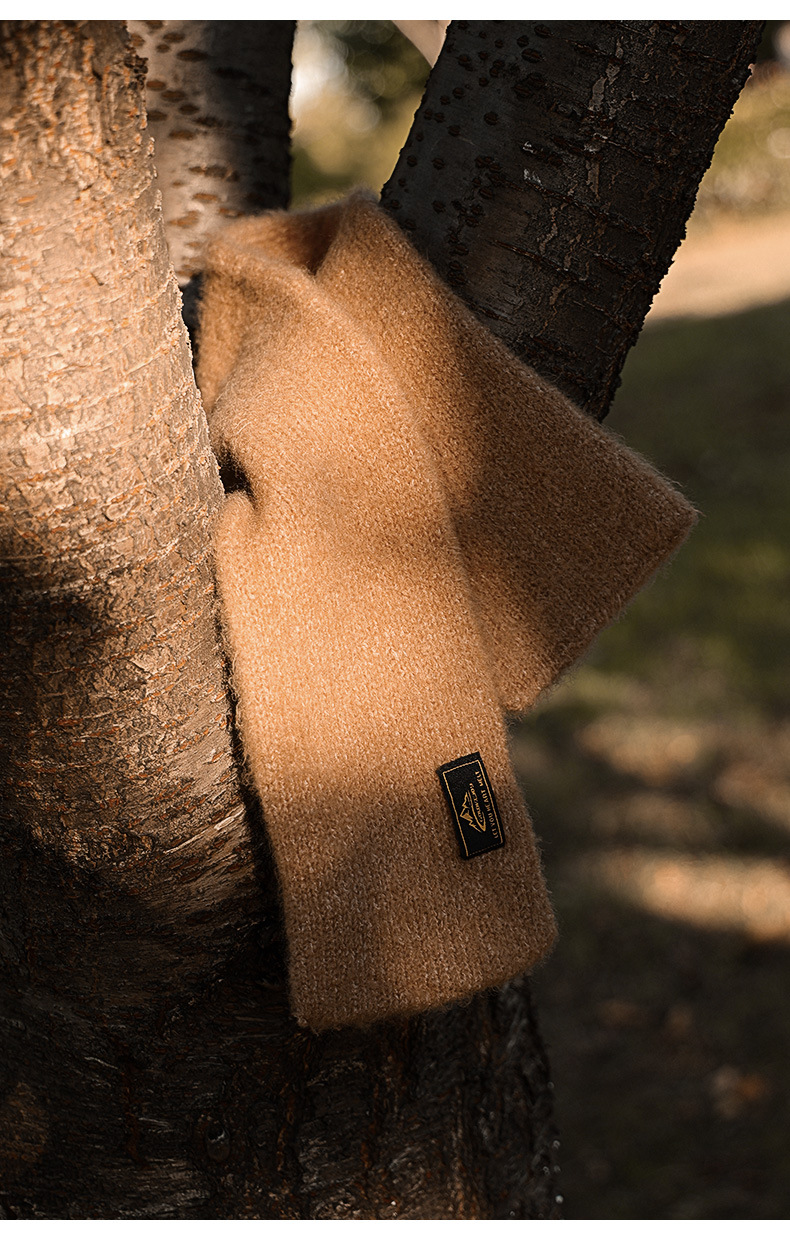 Jaapani retro lühike silmkoeline sall ühevärviline meeste talvine külmavastane soe pehme kaelus_voghion.com