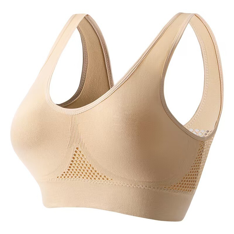Cross-Border Large Size Mesh Beautiful Back Yoga Vest Thin Section Without Rims Women's Push-Up Sports Bra with Padded Bra Intimates