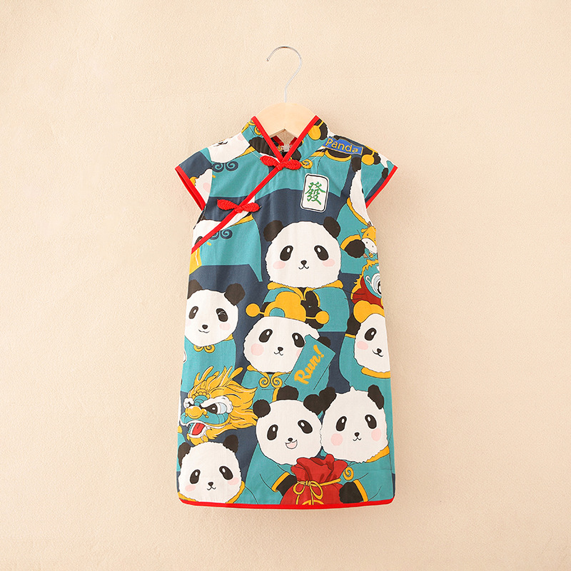 Ladies' summer thin Chinese-style modified dress for middle and large girls, children's fish-tail national trend qipao
