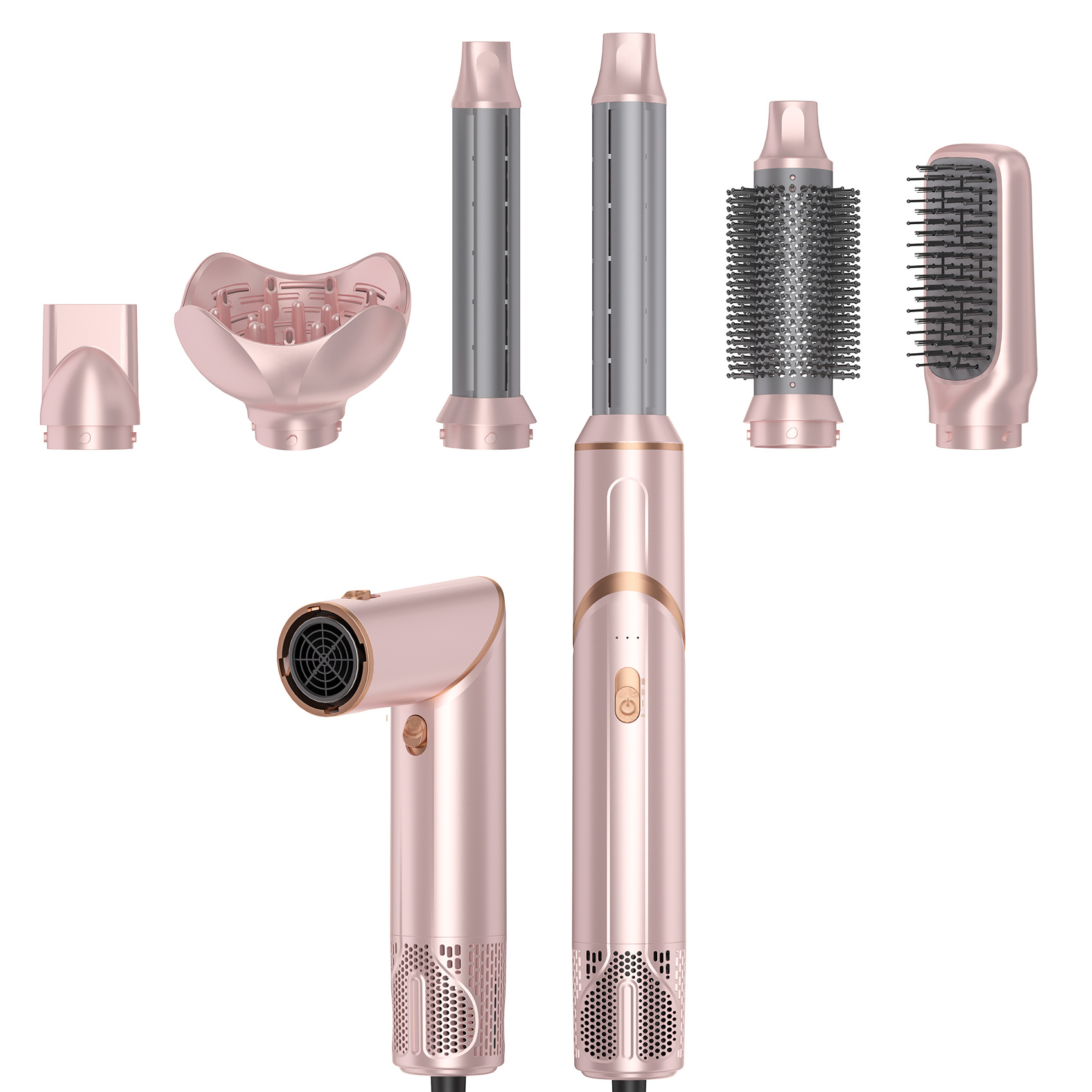 Cepillo de Aire Caliente Multifuncional 6 en 1 de ABS Plegable