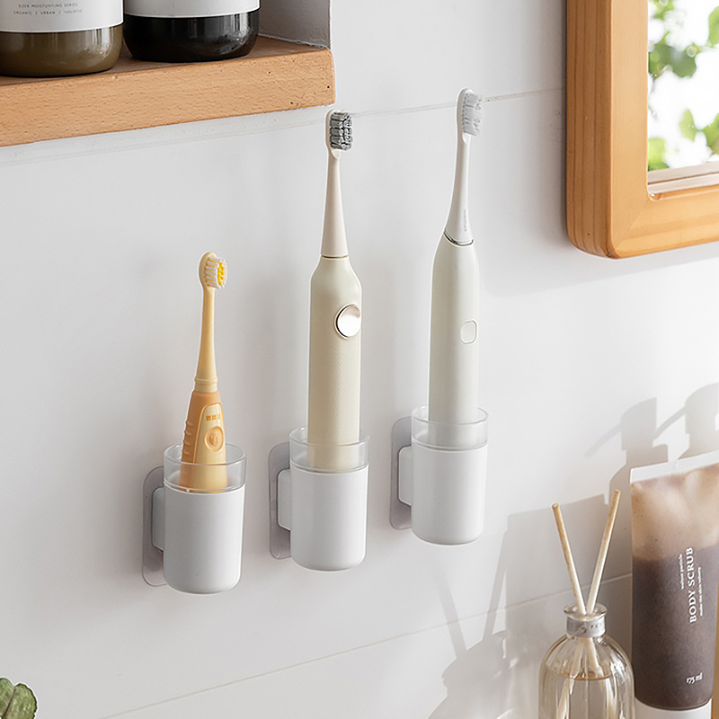 Electric toothbrush holder wall-mounted without drilling, tooth appliance storage rack for home bathroom, single toothbrush base adhesive wall simple