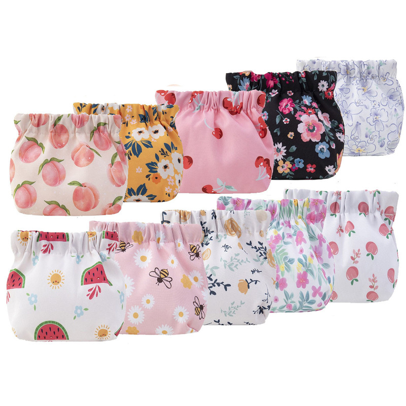 Women's lipstick storage bag portable shrapnel automatic closing printing cosmetic bag mini key change handbag