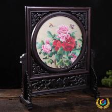 ✅苏州特色双面刺绣五幅架牡丹台屏摆件中国风工艺手工绣品摆台