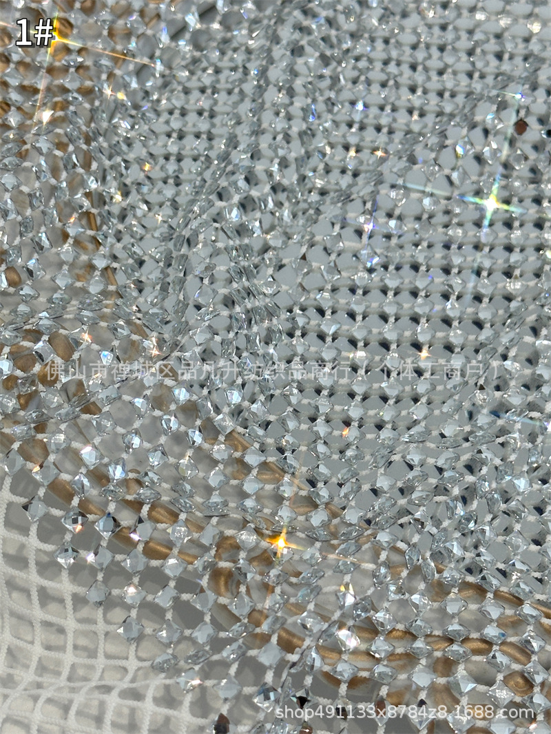 Fabricantes de venta al por mayor tortuga de vidrio caliente taladro tela de malla elástica cena de fiesta espectáculo de escenario tela de vestido