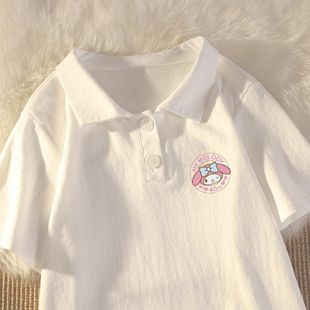Lapel Polo Shirt Summer New Style Short-Sleeved Medium and Large Kidsren's Tops for Boys and Girls, Kidsren's Baby Pure Cotton Versatile Bottoming Shirts