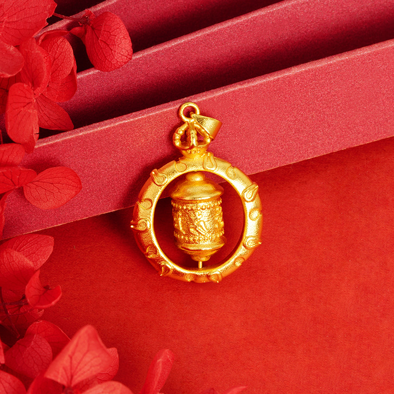 Estilo antiguo oro seis palabras mantra collar tubo de oración cuerda negro ajustable retro estilo chino joyería de las mujeres de Latón chapado en oro