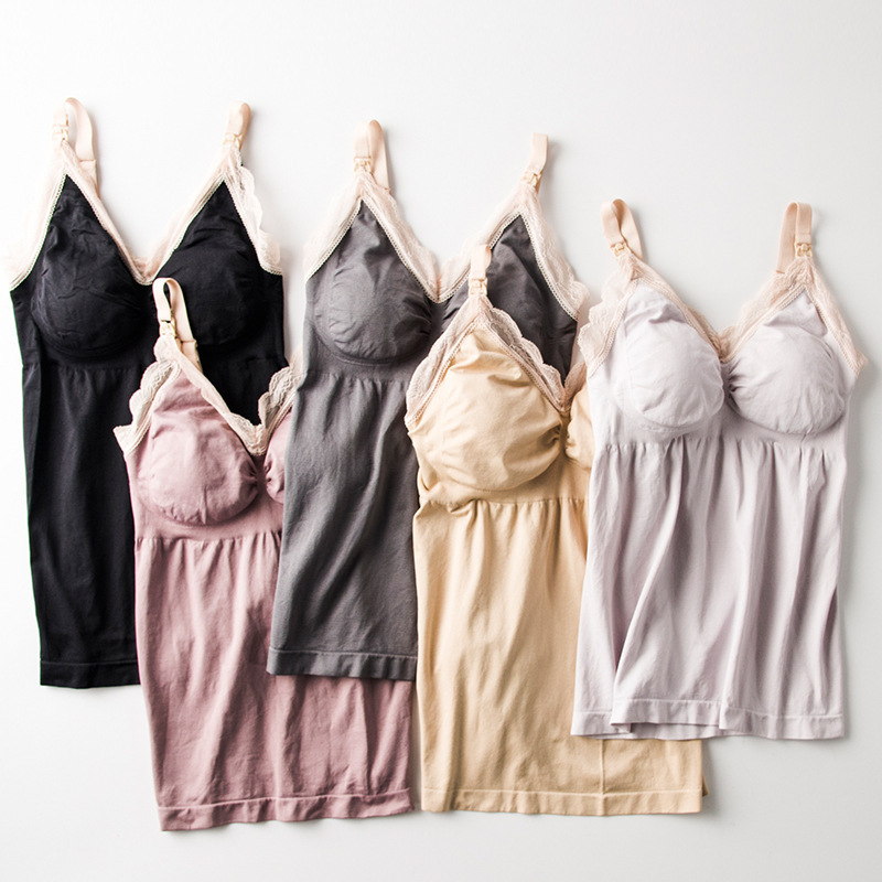 Factory Wholesale Women's Lace Nursing Tank Top Bra for Breastfeeding with Front Buckle Maternity Underwear Camisole