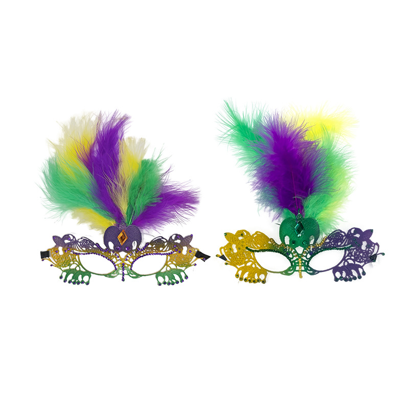 Carnaval transfronterizo máscara de encaje dorado y púrpura máscara de Halloween máscara de mitad de cara sexy