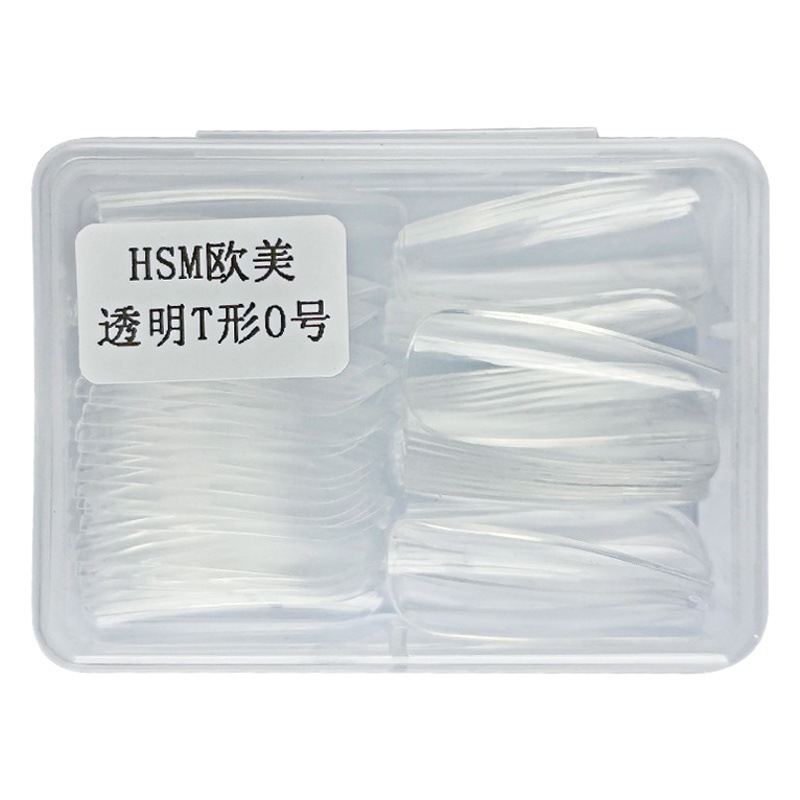 HSM European and American Single Nail Shops Seamless Transparent Trapezoidal Frosted Pointed 0-9 Supplementary Thin Fake Nails