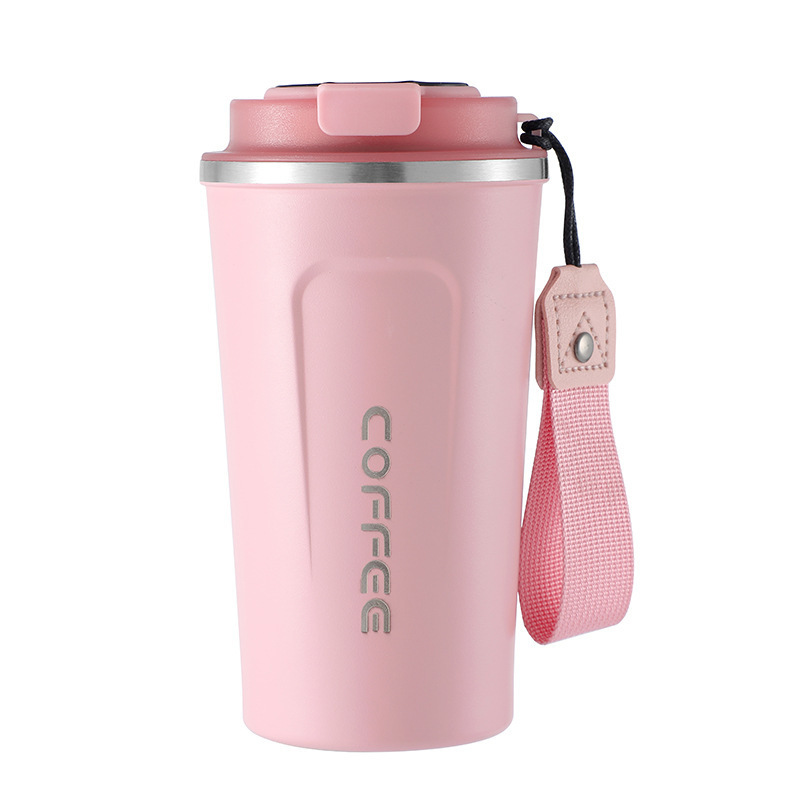 Taza de café inteligente de temperatura 304 taza de acero inoxidable portátil de cuerda de transporte de automóviles de oficina para hombres y mujeres con logotipo de impresión