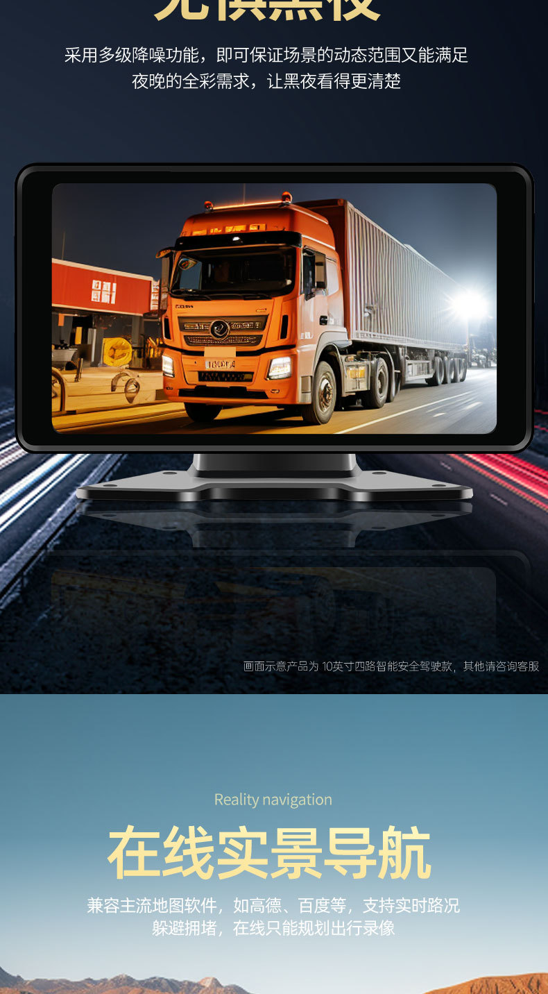 Truck dash cam 4-channel 360° panoramic HD night vision