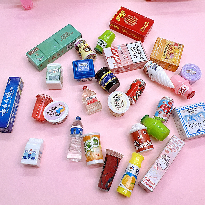 Juego de comida en miniatura, estante para pan de simulación, mini carrito de compras, carrito pequeño, juego para niños, juguete, decoración de bricolaje