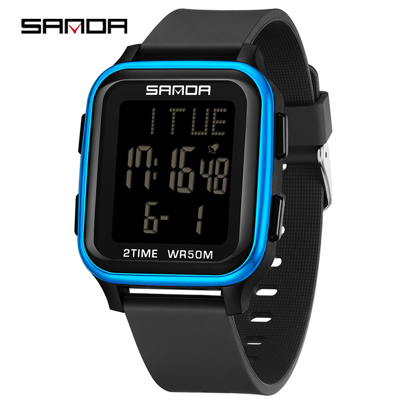 Sanda reloj electrónico de moda de estudiantes de secundaria secundaria, reloj multifuncional, reloj despertador, reloj electrónico de pantalla única