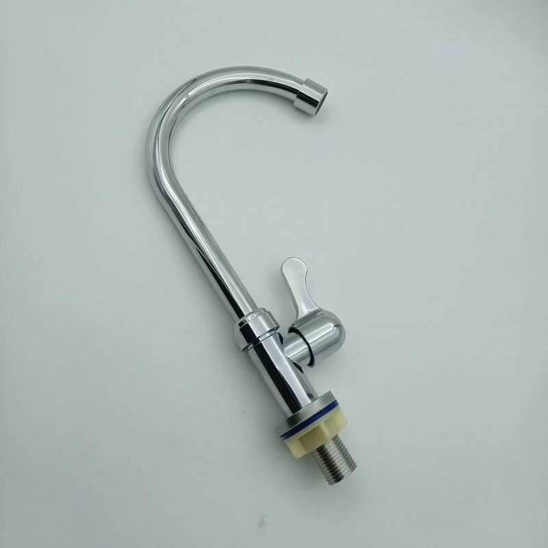 Grifo de Cocina para Agua Fría de 4 Puntos un Solo Agujero de Plástico con Válvula de Cerámica