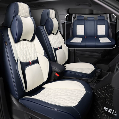 Four Seasons Pad, # Cross-Border Popular Car Seat - blue-white-universal-headrest-for-five-seats