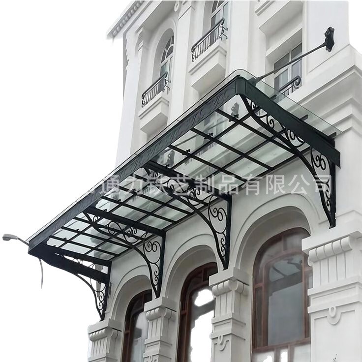 French-Style Curved Iron Awning, Iron Rain Shelter for Villa Entrance Door, Outdoor Courtyard Decorative Rainproof Sunshade French-Style Curved Iron Awning, Iron Rain Shelter for Villa Entrance Door, Outdoor Courtyard Decorative Rainproof Sunshade