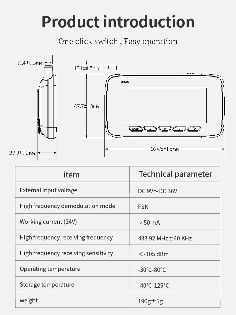 Truck and Mining Vehicle Tire Pressure Monitoring Instrument Tpms Universal Built-In and External Pressure Sensor Tire Pressure Detection System