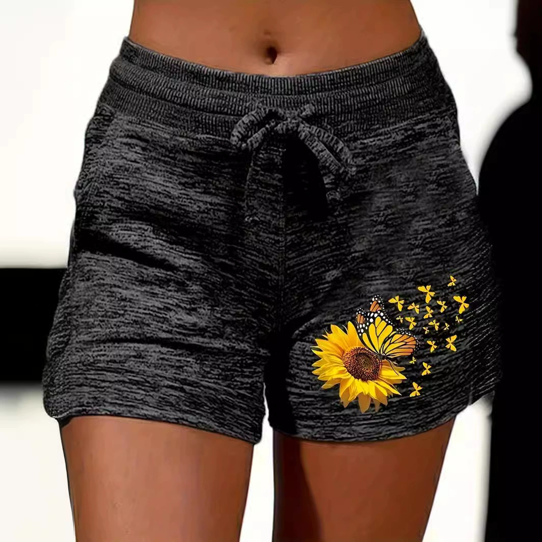 Шорты с принтом женские европейские и американские трансграничные свободные пляжные шорты женские