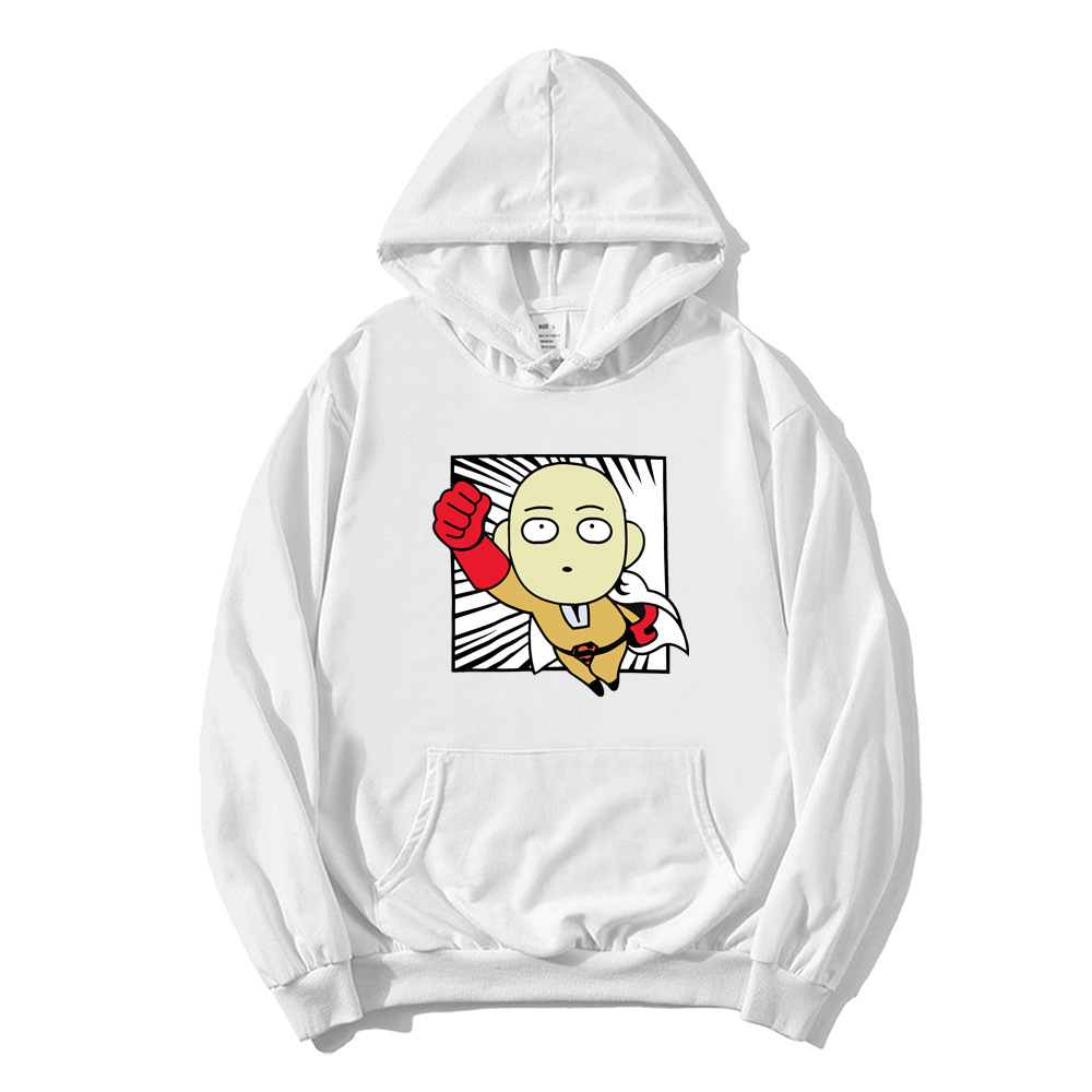 Un golpe Superman Saitama Teacher Anime Periférico Otoño e invierno Moda para hombres y mujeres Suéter de pareja Sudadera con capucha Chaqueta de manga larga