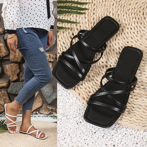 Women's Roman Criss-Cross Ankle Slippers - 2025 Spring - Plus Size Outdoor Fashion Breathable Casual Cross-Border Plus Size
