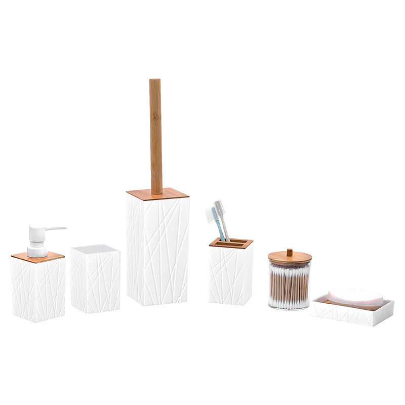 Diseñador creativo acrílico combinación cuarto de baño cuatro o cinco de seis piezas de baño traje de baño accesorios para el hogar