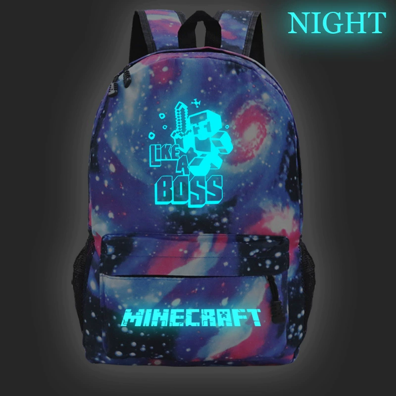 Умный рюкзак для игр Amazon Minecraft печатной принтой школьный многофункциональный для отдыха путешествий светящийся рюкзак