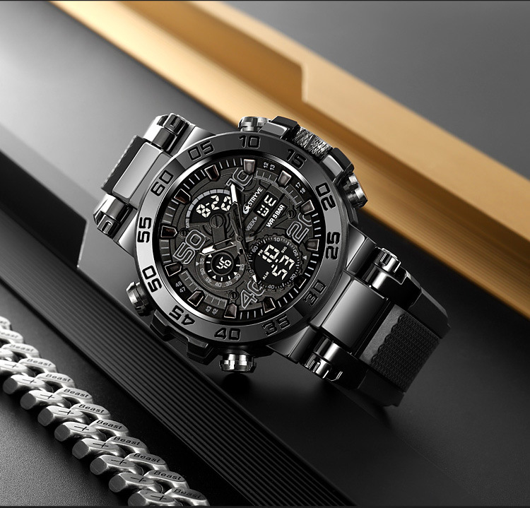 STRYVE Sports Colorful Luminous Chronograph Electronic Waterproof Wrist Watch Metal Case Multifunctional Student Watch 8030_voghion.com