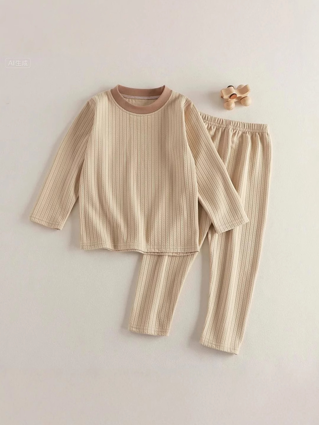 Jacquard de algodón de cuello redondo de dibujos animados set de ropa para el hogar de niños 2025 otoño y invierno nuevo Derong abrigo tejido de otoño pantalones de otoño