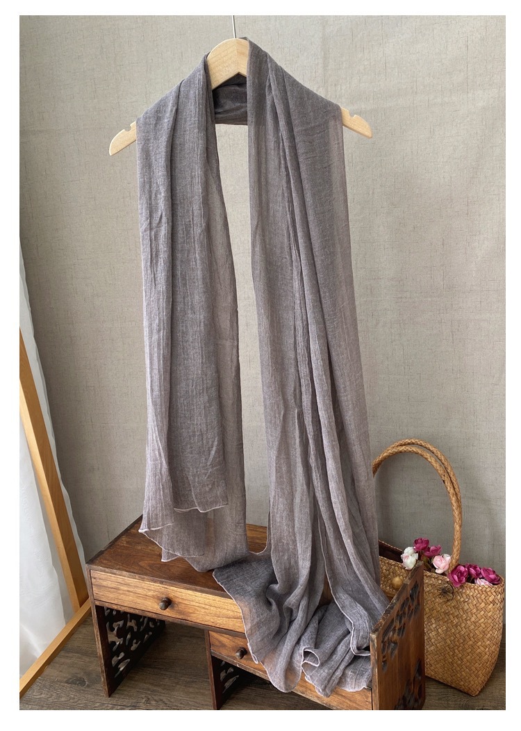 Sciarpa tinta unita in cotone e lino, sottile, da donna, in morbida seta, stile retrò, versatile, per primavera e autunno_voghion.com