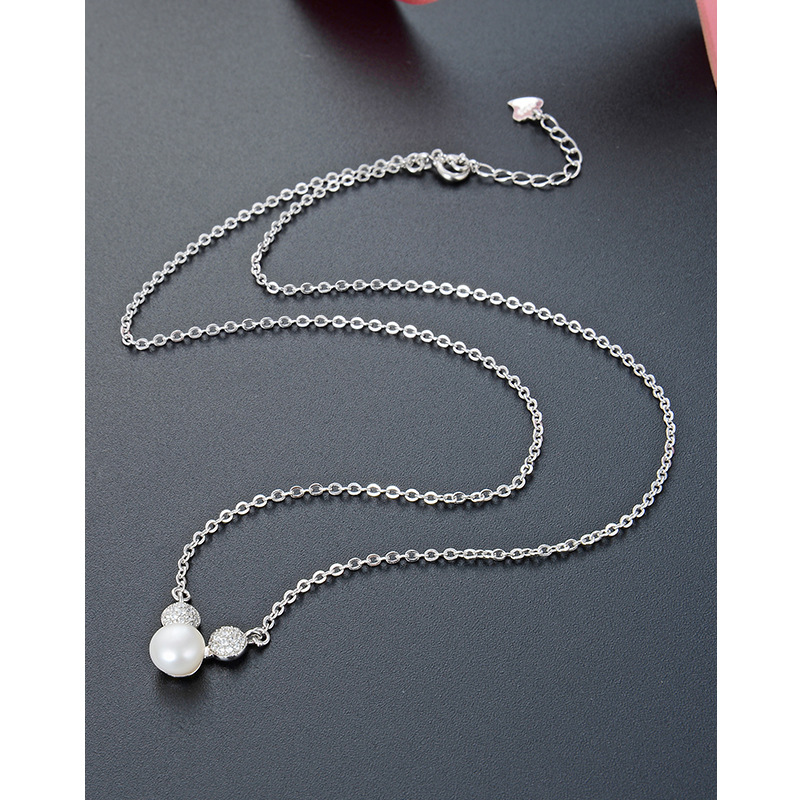 Rosa ratón de oro perla de agua dulce s925 collar de plata de ley estilo japonés y coreano creativo micro-incrustaciones collar femenino popular fuente lote