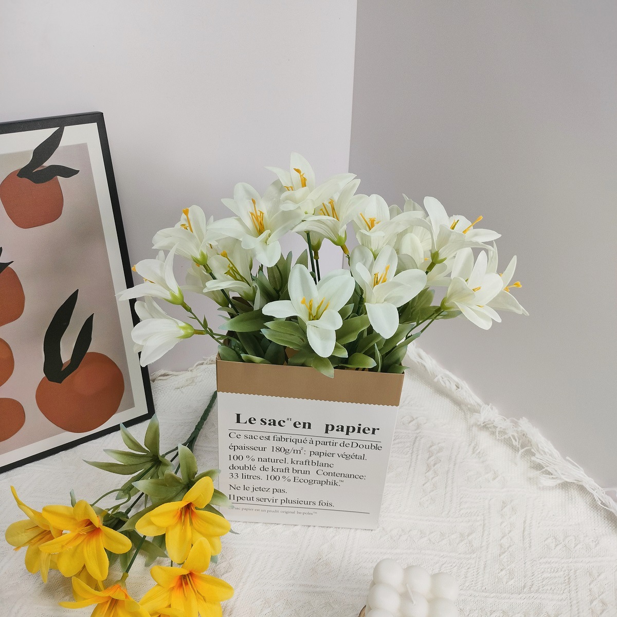 Simulación de flores de lirio decoración del hogar diseño de props de fotografía boda Jardín de Monet Simulación de flores de estilo de Monet