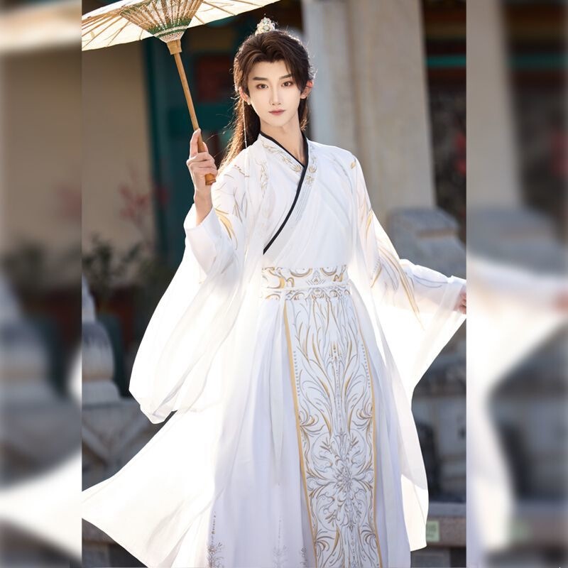 Hanfu Men's Clothing Chinese Style Ancient Costume Fairy Tale Dark Cool Hanfu Cross-Collar Unisex Robe Cloak Hanfu Men's Clothing Chinese Style Ancient Costume Fairy Tale Dark Cool Hanfu Cross-Collar Unisex Robe Cloak