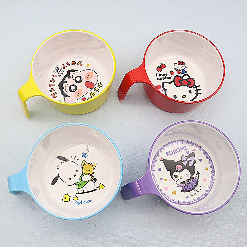Kuromi Tableware Set for Girls Kuromi Melamine Bowl for Eating Kuromi Handle Bowl Anti-Scalding and Fall-Resistant