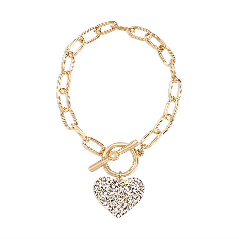 Cross-border Simple Small Fragrant Wind Geometric Chain Full of Rhinestone Love Necklace Bracelet