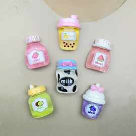 创意卡通细闪透色饮料瓶系列 diy树脂配件手机壳洞洞鞋冰箱贴批发