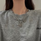Internet Celebrity Titanium Steel No Falling Square Brand Coin Necklace Jewelry Women's Ins Niche Design Cold Style Men's Woolen Chain
