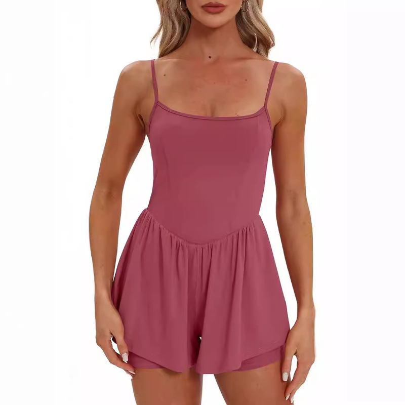 Style Elder Sister Women's Summer Sleeveless One-piece Pants Skirt Thin Shoulder Strap Double Lined Shorts Jumpsuit