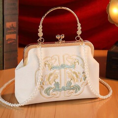 新しい中国風刺繍レディースバッグ小さな正方形バッグ花嫁介添人バックルハンドバッグエレガントなニッチ漢服チャイナドレス花嫁